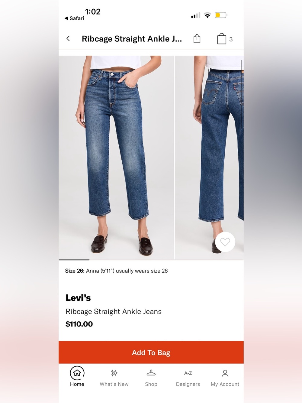 Levi's Ribcage Straight Ankle Jeans in Medium Blue Wash